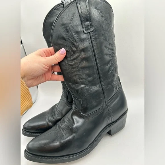 Laredo Boots 4240 Paris Lea Vamp Fox & Front Shaft Cowboy Black Leather Sz 9 - Picture 6 of 13